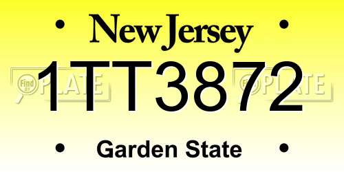 1TT3872 New Jersey License Plate