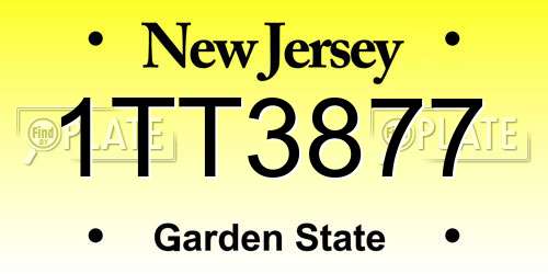 1TT3877 New Jersey License Plate