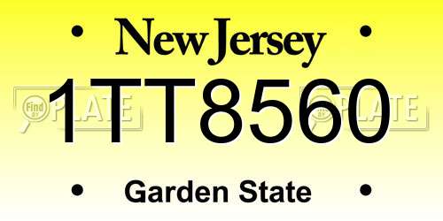 1TT8560 New Jersey License Plate