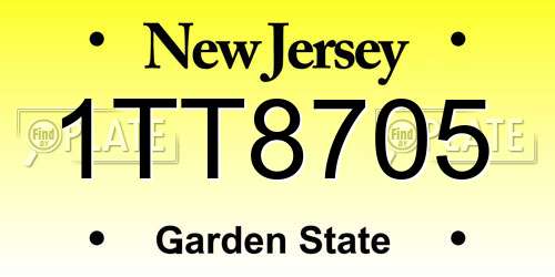 1TT8705 New Jersey License Plate