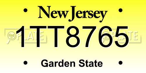 1TT8765 New Jersey License Plate