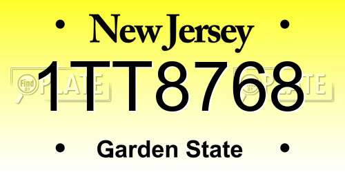 1TT8768 New Jersey License Plate