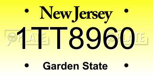 1TT8960 New Jersey License Plate