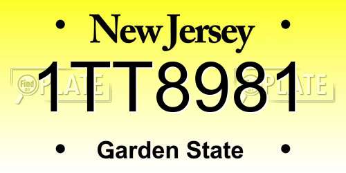1TT8981 New Jersey License Plate