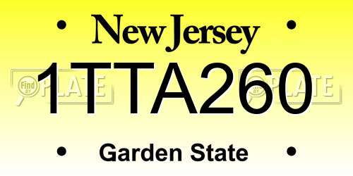 1TTA260 New Jersey License Plate