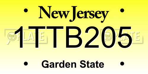 1TTB205 New Jersey License Plate