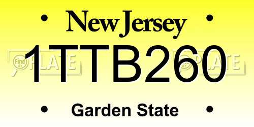 1TTB260 New Jersey License Plate