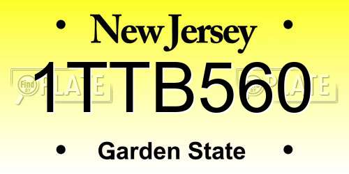 1TTB560 New Jersey License Plate