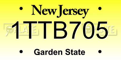 1TTB705 New Jersey License Plate