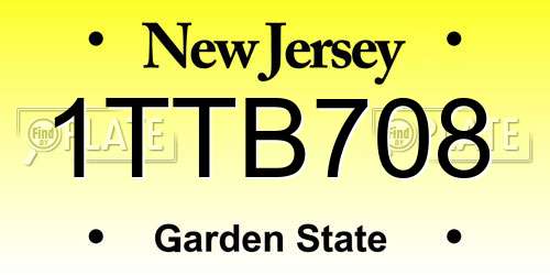 1TTB708 New Jersey License Plate
