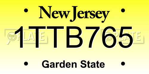 1TTB765 New Jersey License Plate