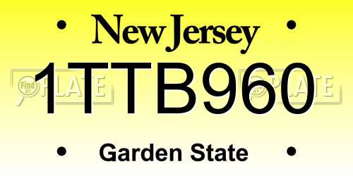 1TTB960 New Jersey License Plate