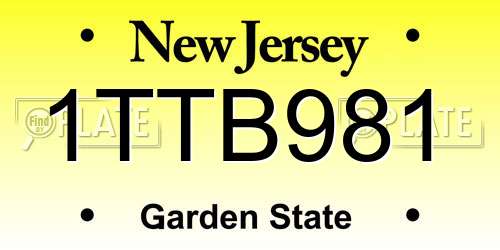 1TTB981 New Jersey License Plate