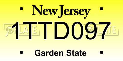 1TTD097 New Jersey License Plate