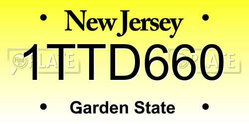 1TTD660 New Jersey License Plate