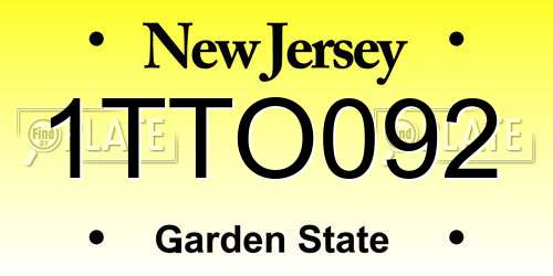 1TTO092 New Jersey License Plate