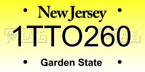 1TTO260 New Jersey License Plate