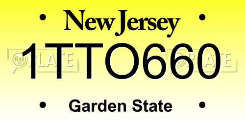 1TTO660 New Jersey License Plate