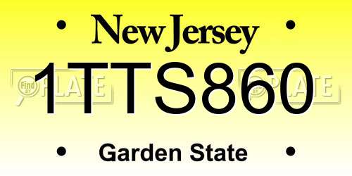 1TTS860 New Jersey License Plate