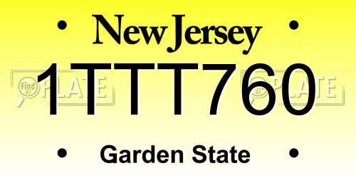 1TTT760 New Jersey License Plate