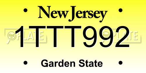 1TTT992 New Jersey License Plate