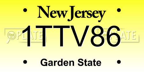 1TTV86 New Jersey License Plate