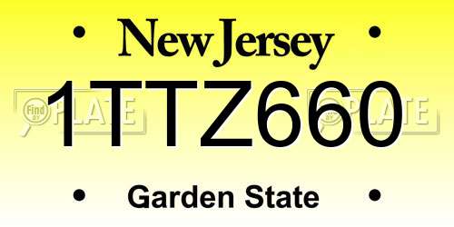 1TTZ660 New Jersey License Plate