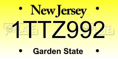 1TTZ992 New Jersey License Plate