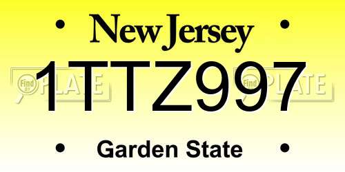 1TTZ997 New Jersey License Plate