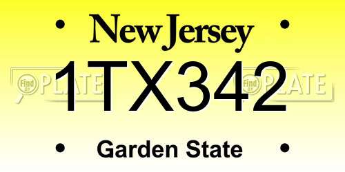 1TX342 New Jersey License Plate
