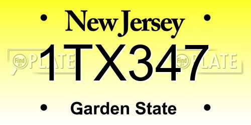 1TX347 New Jersey License Plate