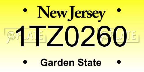 1TZ0260 New Jersey License Plate