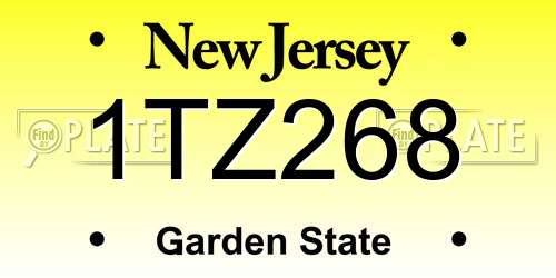 1TZ268 New Jersey License Plate