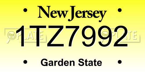 1TZ7992 New Jersey License Plate