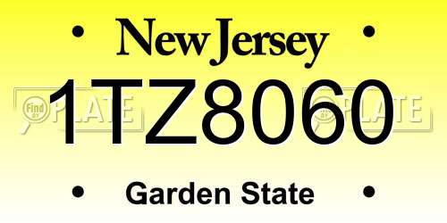 1TZ8060 New Jersey License Plate