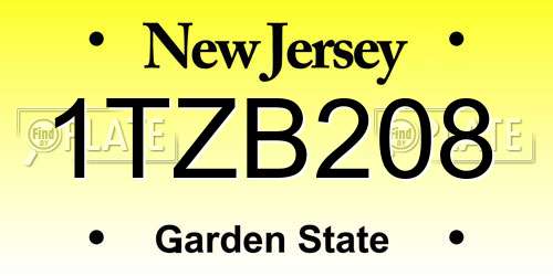 1TZB208 New Jersey License Plate