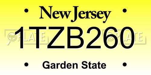 1TZB260 New Jersey License Plate