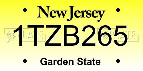 1TZB265 New Jersey License Plate