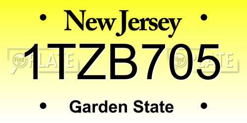 1TZB705 New Jersey License Plate