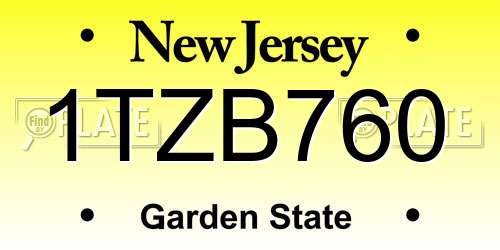 1TZB760 New Jersey License Plate