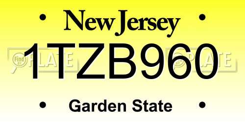 1TZB960 New Jersey License Plate