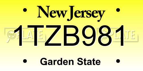 1TZB981 New Jersey License Plate