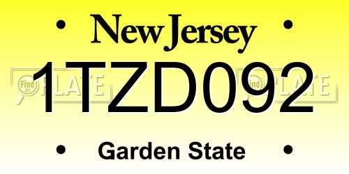 1TZD092 New Jersey License Plate