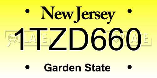 1TZD660 New Jersey License Plate
