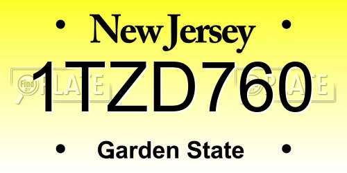 1TZD760 New Jersey License Plate