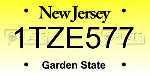 1TZE577 New Jersey License Plate