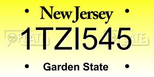 1TZI545 New Jersey License Plate
