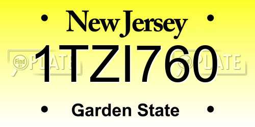 1TZI760 New Jersey License Plate