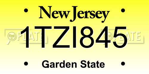 1TZI845 New Jersey License Plate