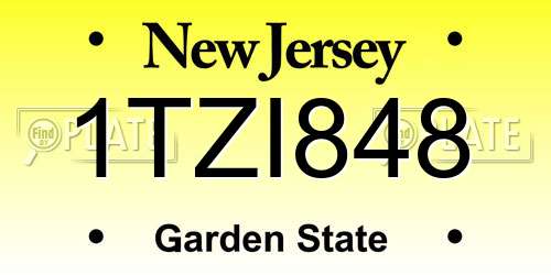 1TZI848 New Jersey License Plate
